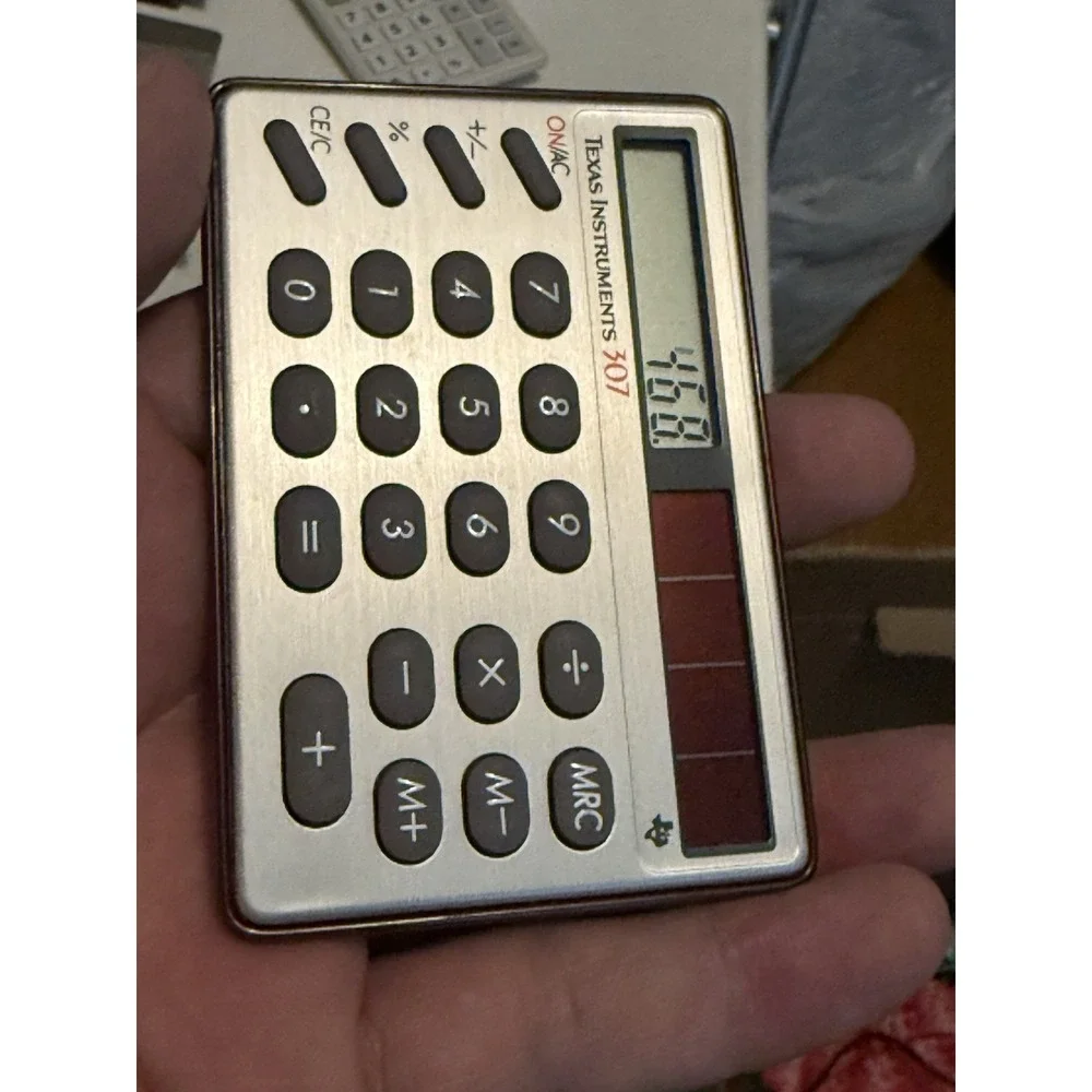 Texas Instruments TI 307 Solar Powered‎ Pocket Mini Calculator, With Case